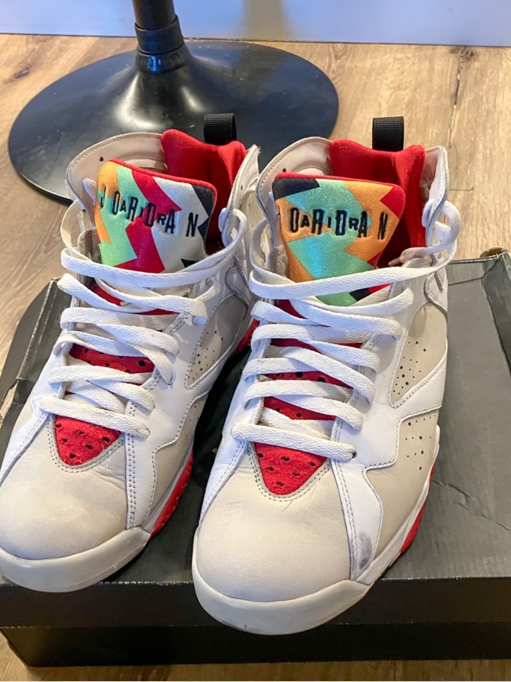 Jordan Retro Hare Multicolor White & Red Basketball Shoes